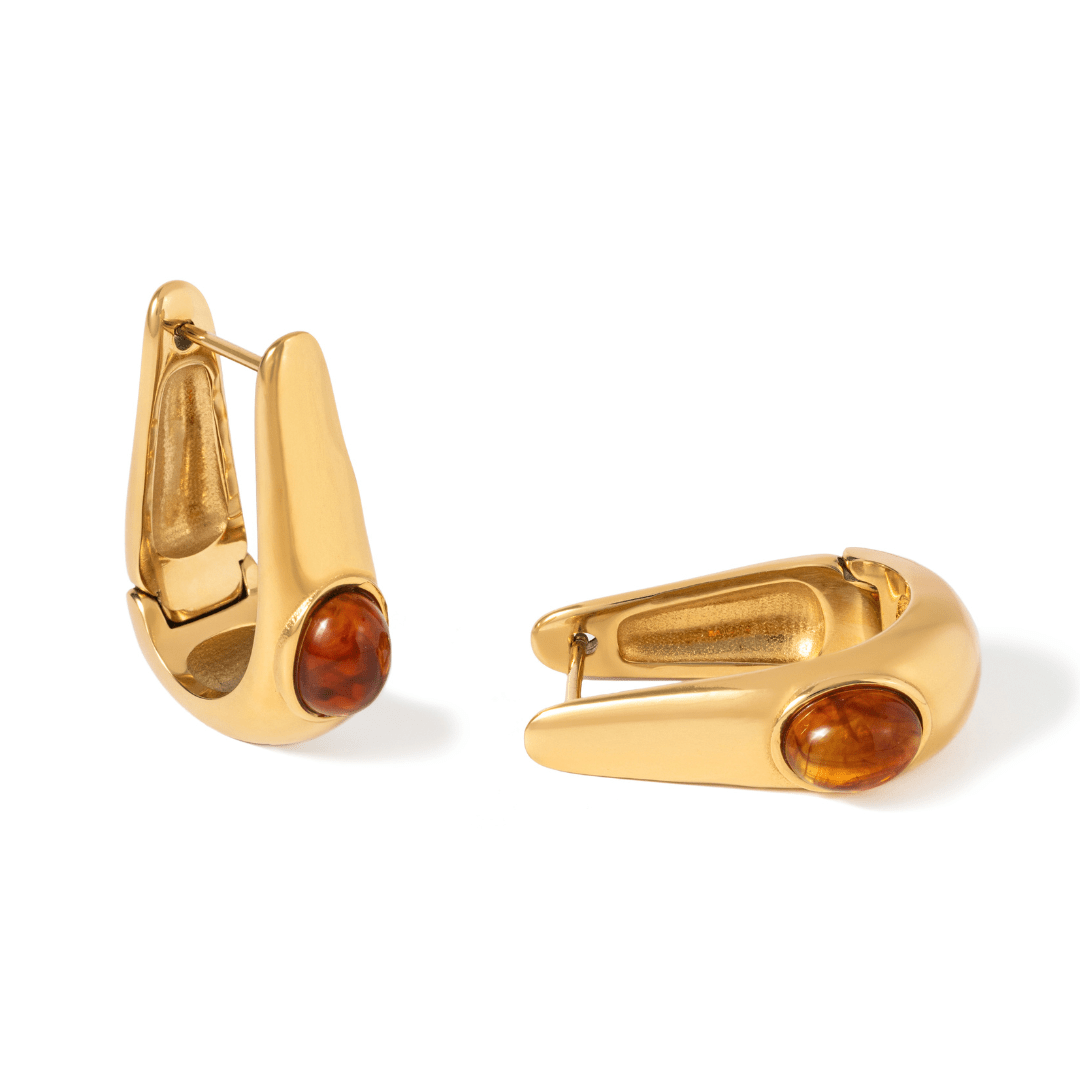 Gold Mocha Sculpt Huggies - ARETES - Malandra Jewelry - EUWA601-JDE0103327-BR