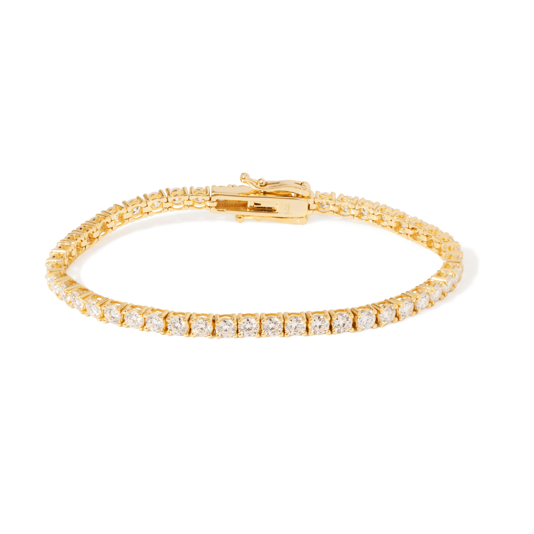 Gold Moissanite 3mm Tennis Bracelet - PULSERAS - Malandra Jewelry - LSP4-HKG0014