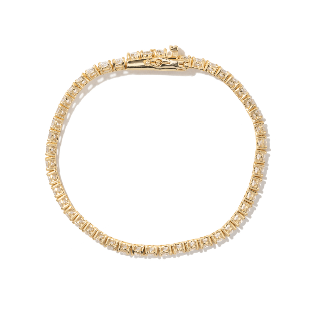 Gold Moissanite 3mm Tennis Bracelet - PULSERAS - Malandra Jewelry - LSP4-HKG0014