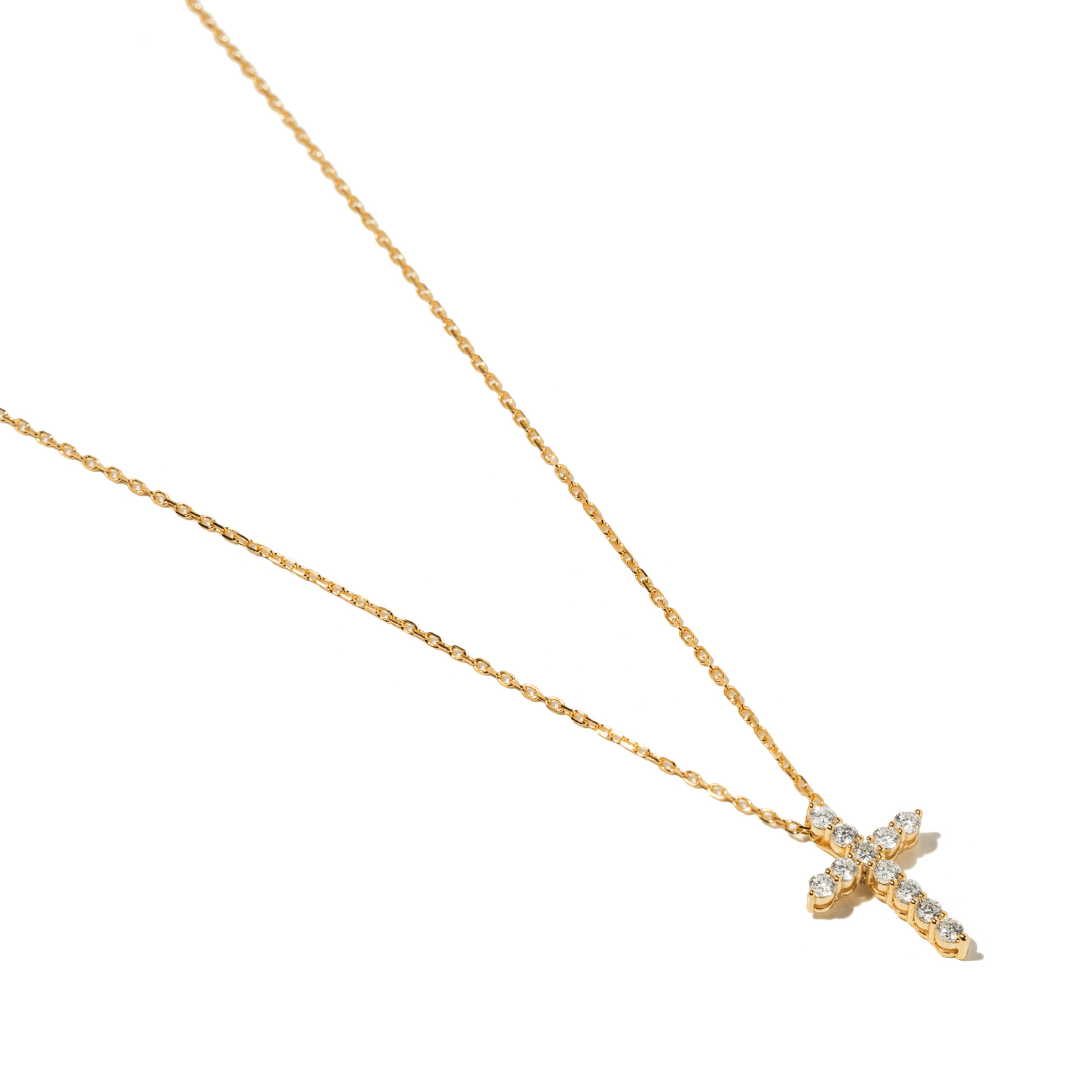 Gold Moissanite Cross Necklace - COLLARES - Malandra Jewelry - LSC23-HC59170