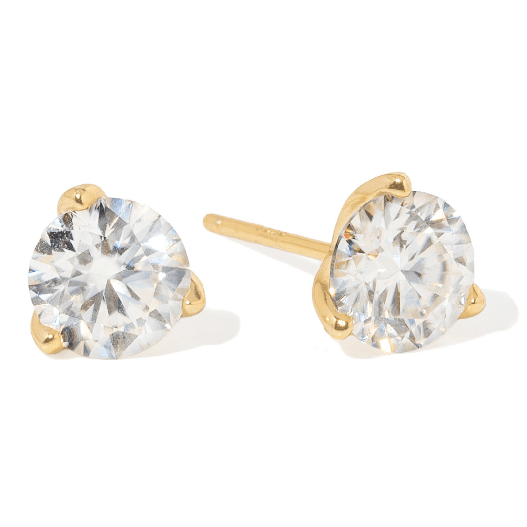 GOLD MOISSANITE LARGE STUDS - ARETES - Malandra Jewelry - LRA2-SMOE09-14K-8
