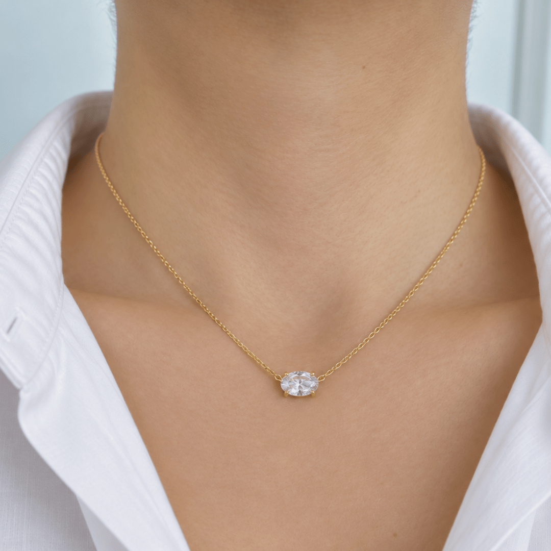 Gold Moissanite Muse Necklace - COLLARES - Malandra Jewelry - LSC28-HC59187