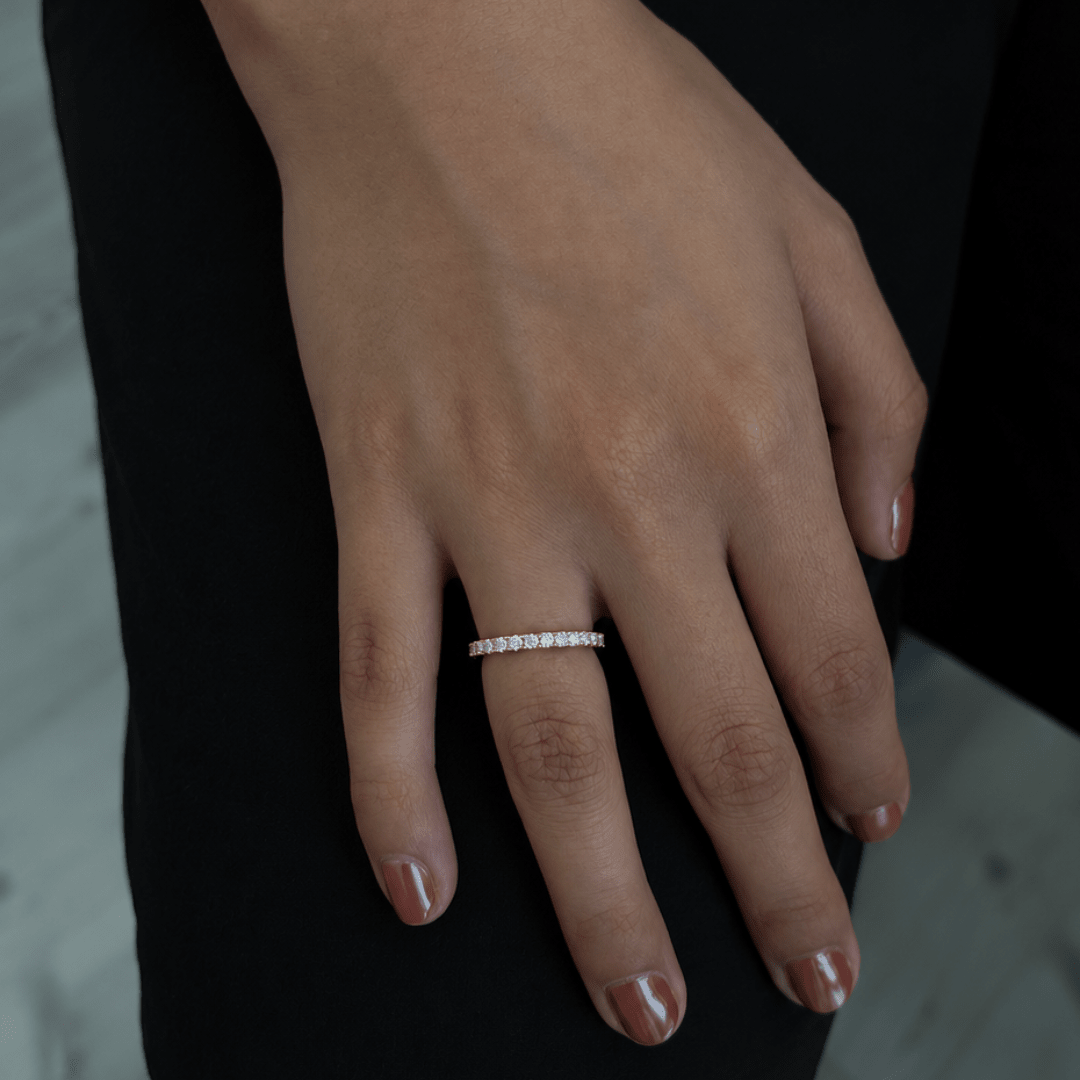 Gold Moissanite Pavé Ring - ANILLOS - Malandra Jewelry - LSR20.6-HC59108g