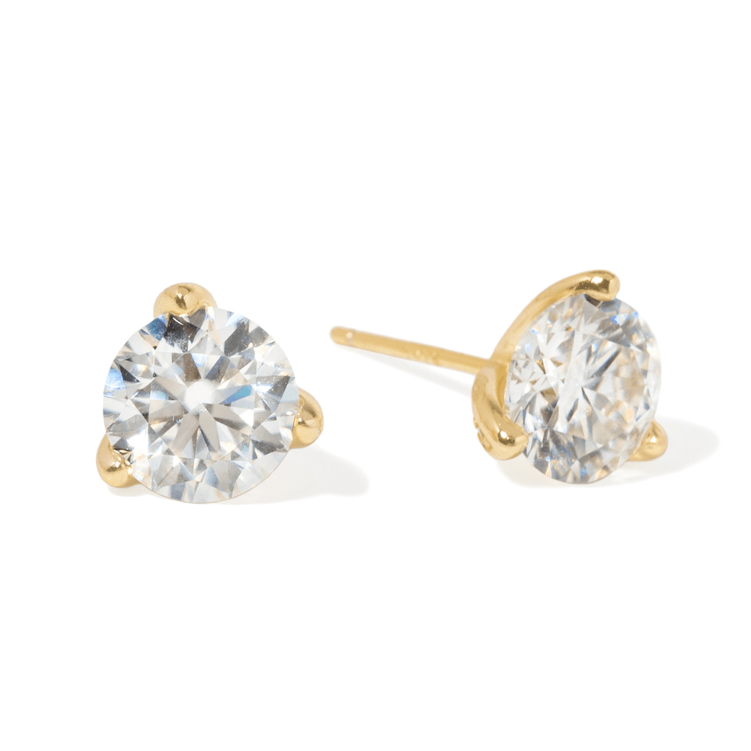 GOLD MOISSANITE SMALL STUDS - ARETES - Malandra Jewelry - LRA1-SMOE09-14K-6.5