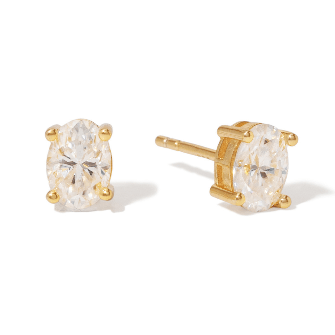 Gold Moissanite Studs - ARETES - Malandra Jewelry - LSA15-HC36893