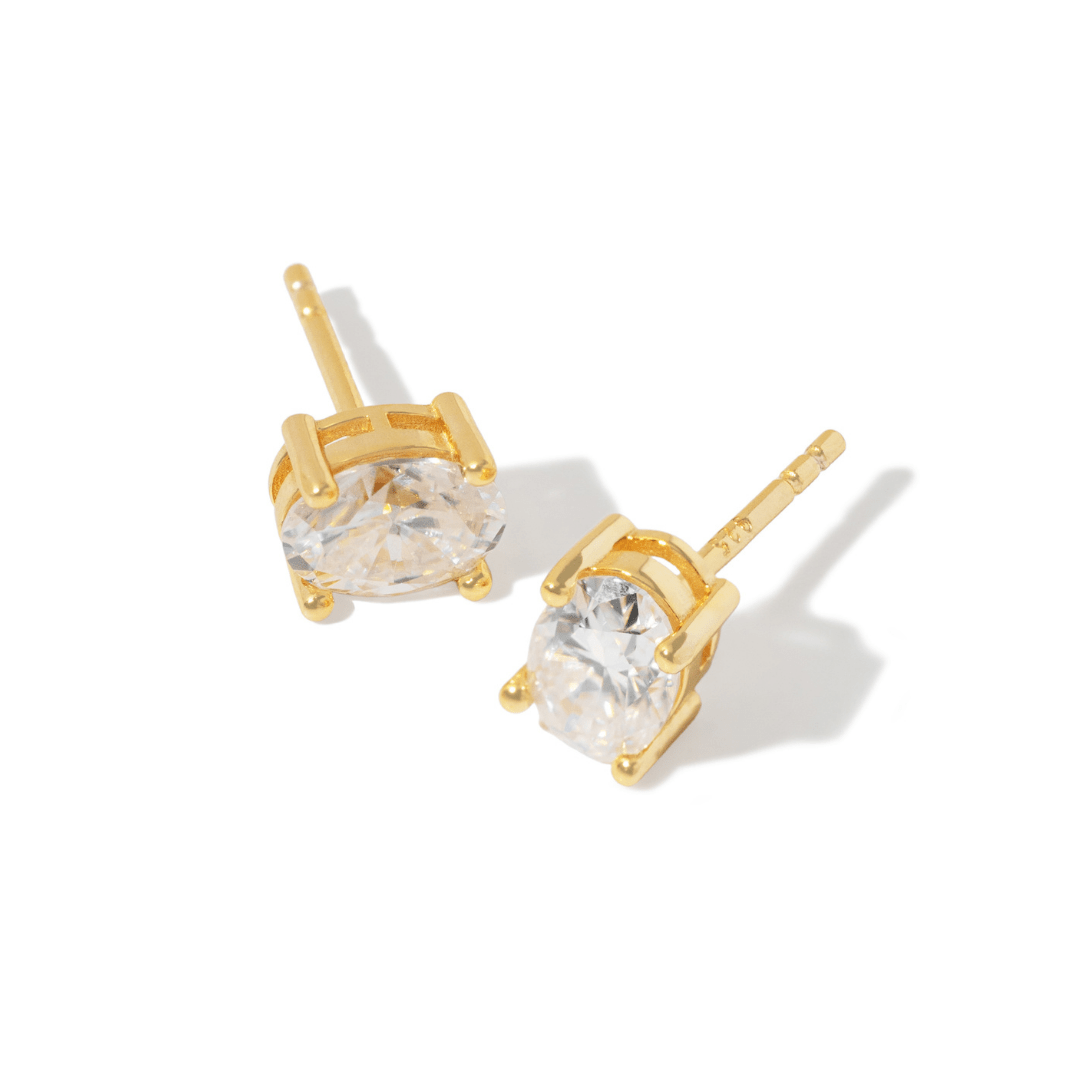 Gold Moissanite Studs - ARETES - Malandra Jewelry - LSA15-HC36893