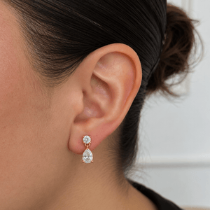 Gold Moissanite Teardrop Earrings - ARETES - Malandra Jewelry - LSA25-HC59226A
