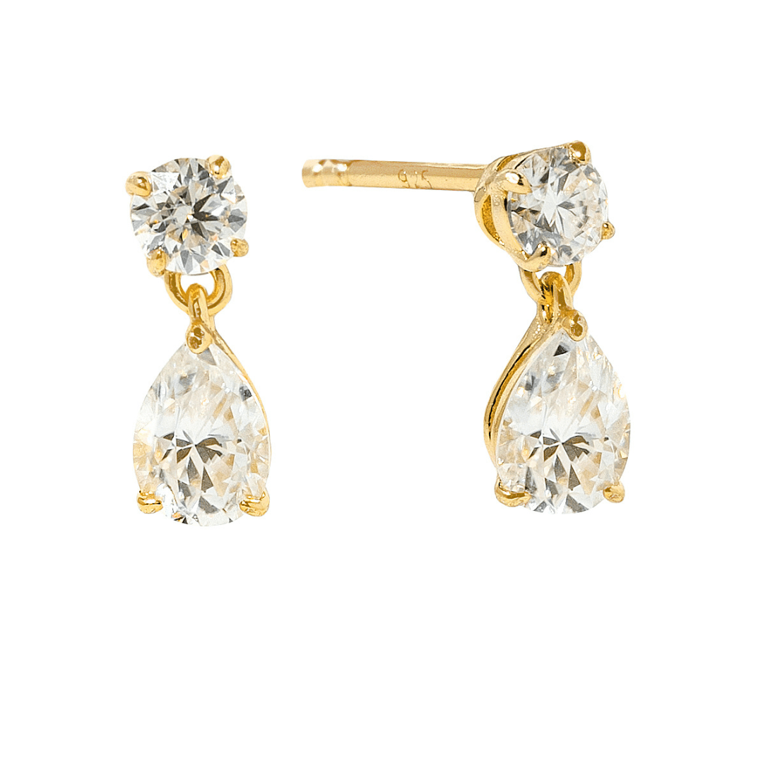 Gold Moissanite Teardrop Earrings - ARETES - Malandra Jewelry - LSA25-HC59226A