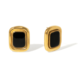 Gold Noir Square Earrings - ARETES - Malandra Jewelry - EUWA703-JDE2408071