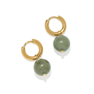 Gold Olive Alxa Hoops - ARETES - Malandra Jewelry - TA2743