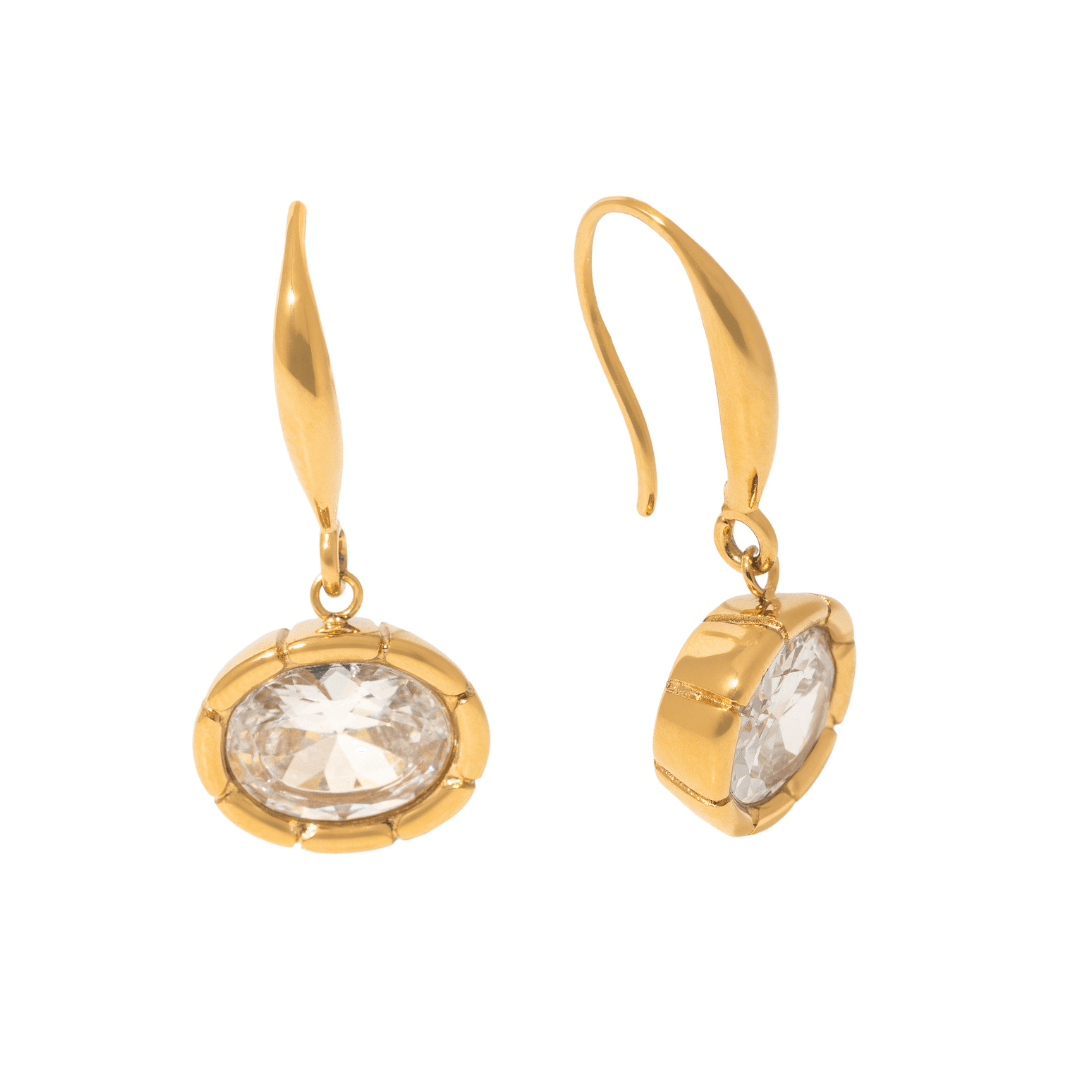 Gold Opulent Oval Earrings - ARETES - Malandra Jewelry - EUWA629-JDE0105311