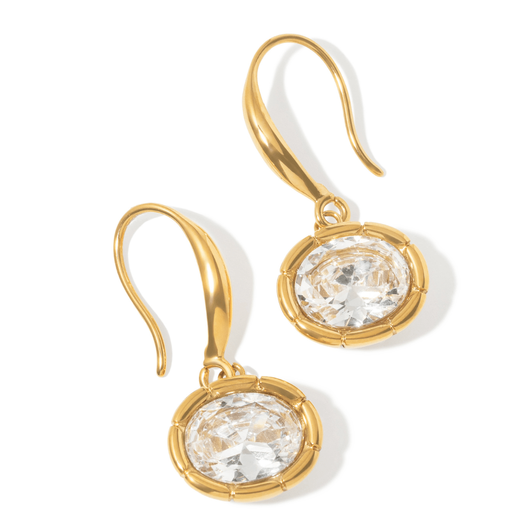 Gold Opulent Oval Earrings - ARETES - Malandra Jewelry - EUWA629-JDE0105311