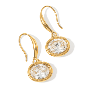 Gold Opulent Oval Earrings - ARETES - Malandra Jewelry - EUWA629-JDE0105311