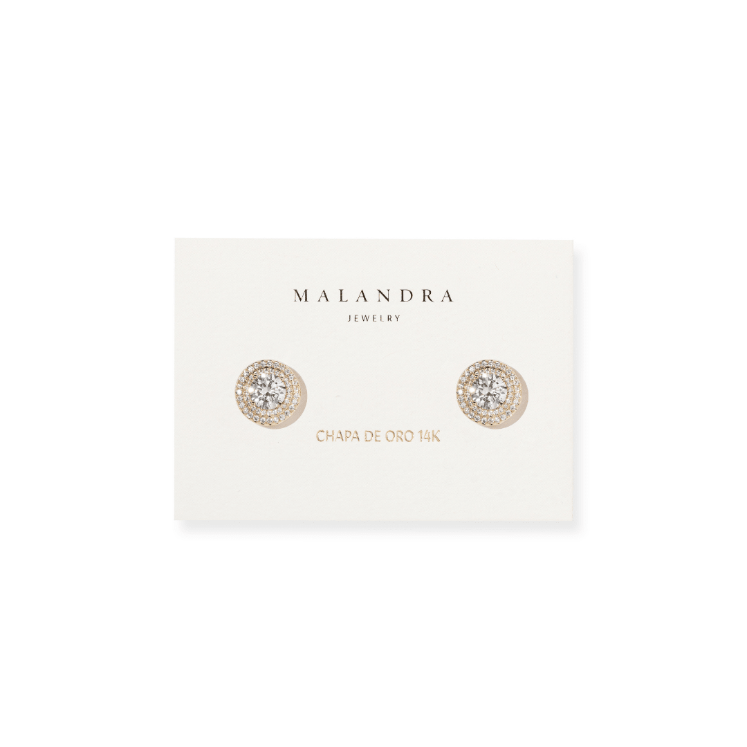 Gold Orbit Studs - ARETES - Malandra Jewelry - ZWA149-QX02352ZYN
