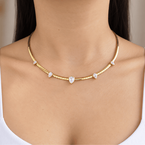 Gold Pear Crystal Choker - COLLARES - Malandra Jewelry - EUWC648-JDN0106062