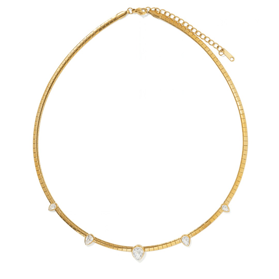 Gold Pear Crystal Choker - COLLARES - Malandra Jewelry - EUWC648-JDN0106062