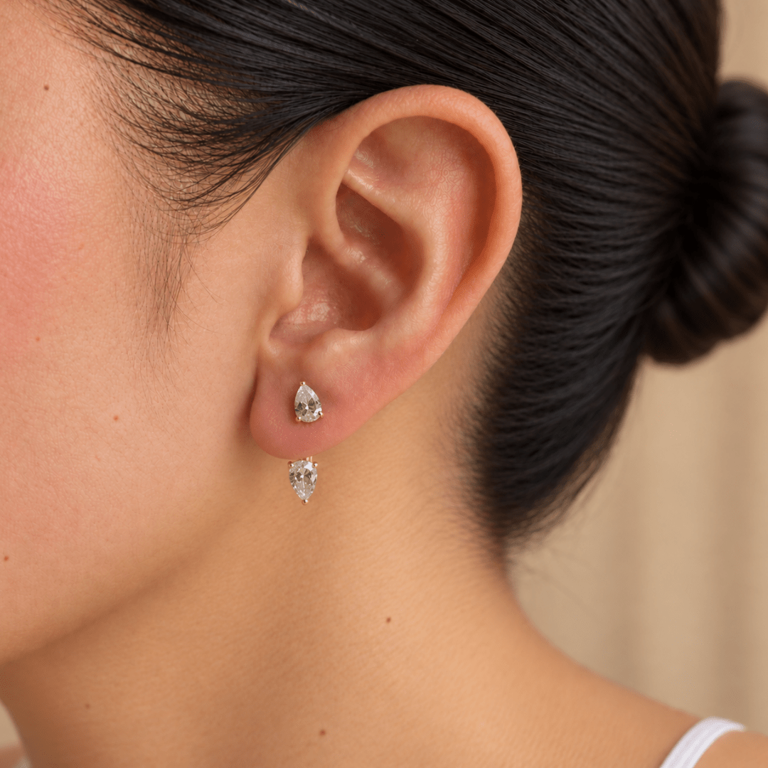 Gold Pear Drop Earrings - ARETES - Malandra Jewelry - LSA63-HC53476