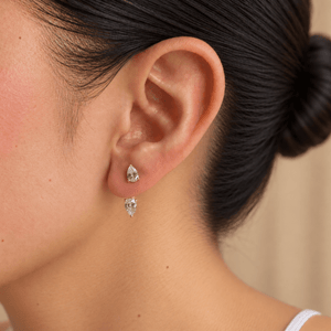 Gold Pear Drop Earrings - ARETES - Malandra Jewelry - LSA63-HC53476