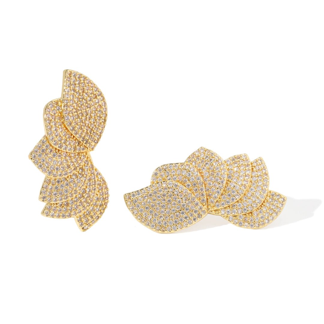 GOLD PETAL CASCADE EARRINGS - ARETES - Malandra Jewelry - EZAA69