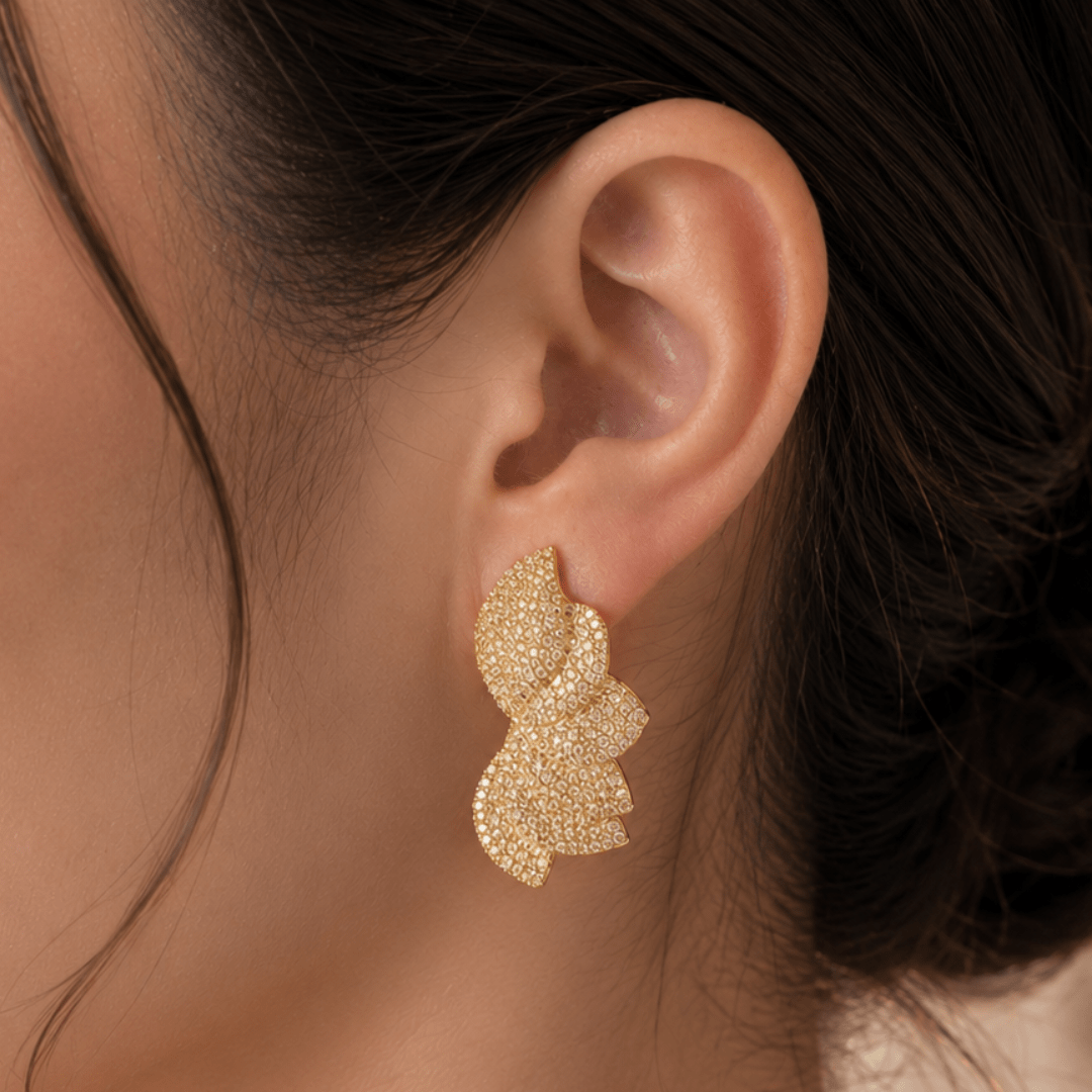 GOLD PETAL CASCADE EARRINGS - ARETES - Malandra Jewelry - EZAA69