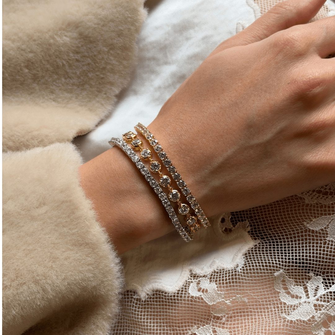 Gold Radiant Bezel Bracelet - PULSERAS - Malandra Jewelry - LGP39-B-R1946