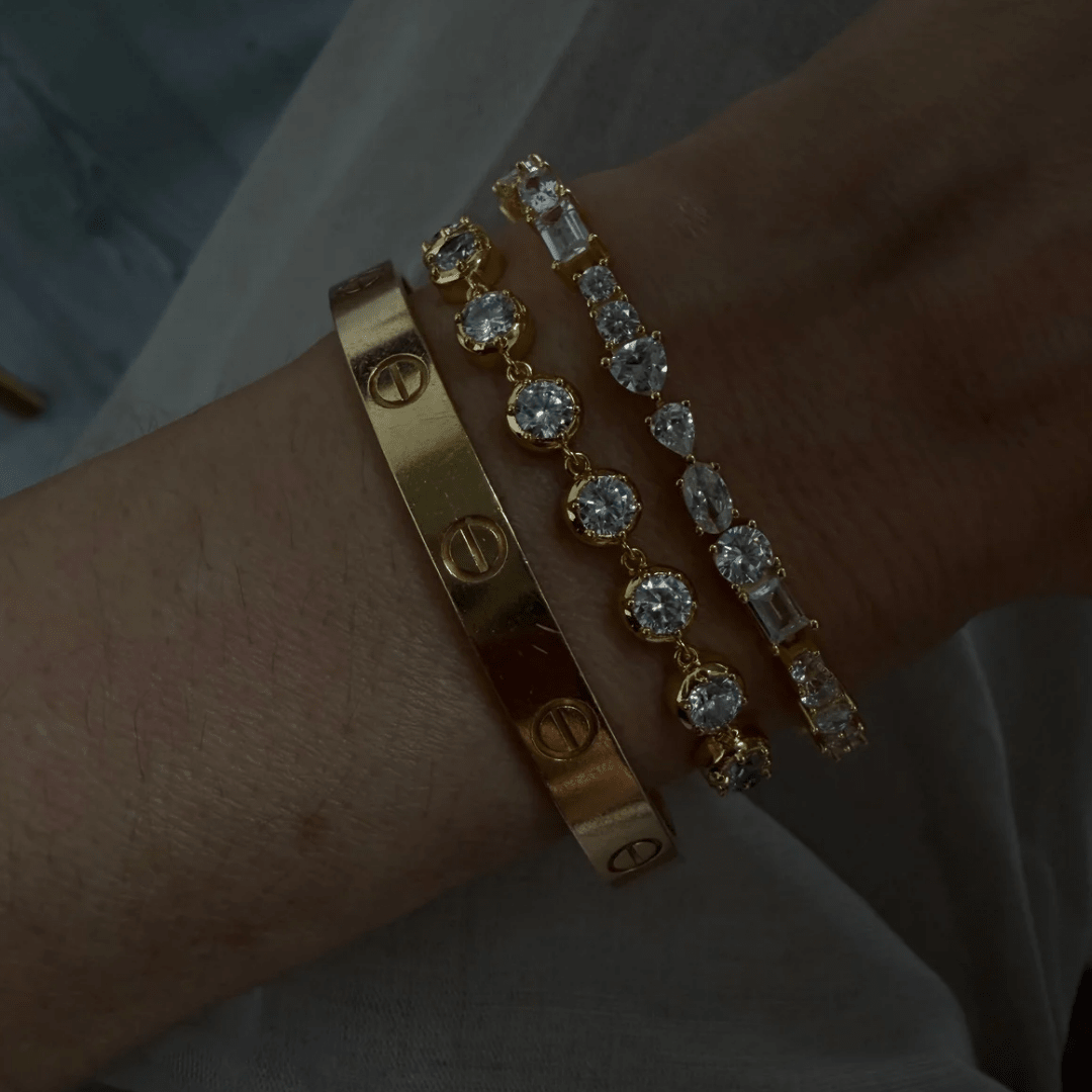 Gold Radiant Bezel Bracelet - PULSERAS - Malandra Jewelry - LGP39-B-R1946