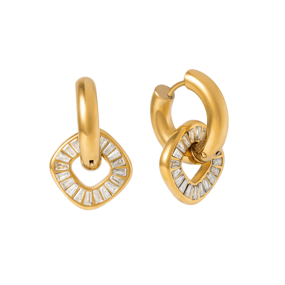 Gold Radiant Knot Huggies - ARETES - Malandra Jewelry - EUWA588-JDE0104314