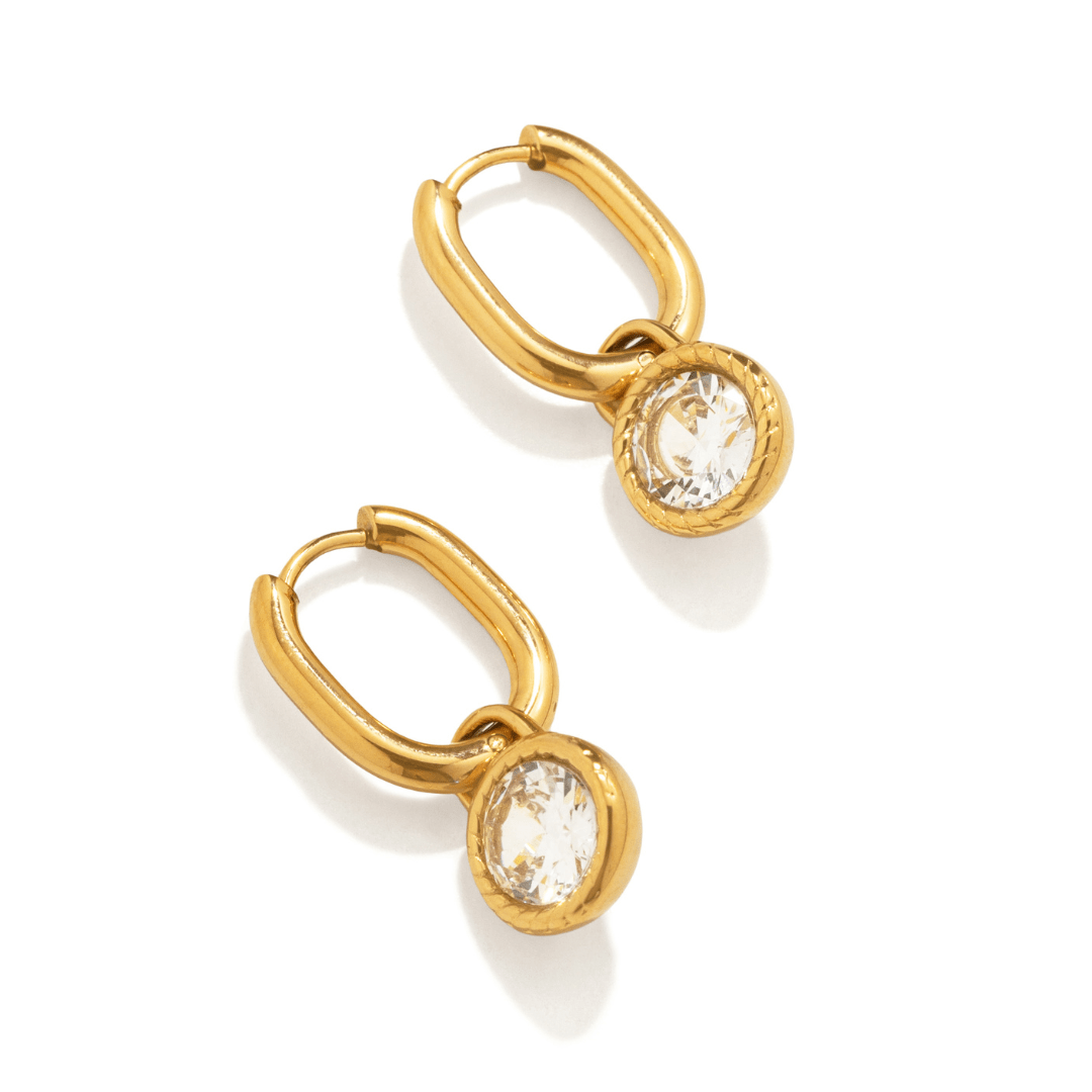 Gold Rope Crystal Hoops - ARETES - Malandra Jewelry - EUWA664-JDE0107064