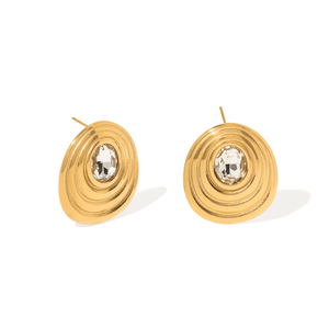 Gold Round Contour Studs - ARETES - Malandra Jewelry - EUWA737-JDE0105004