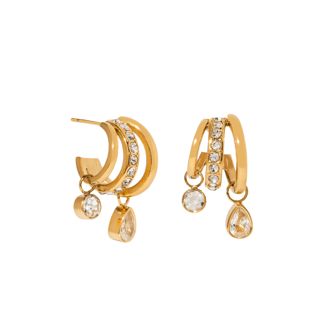 Gold Royal Chandelier Hoops - ARETES - Malandra Jewelry - EUWA685-JDE0107048
