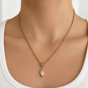 Gold Shimmer Oval Necklace - COLLARES - Malandra Jewelry - EUWC637-JDN0306112