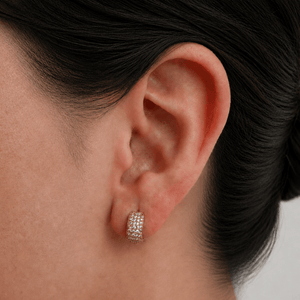 Gold Shimmer Pavé Huggies - ARETES - Malandra Jewelry - ZWA188-QX09467ZN
