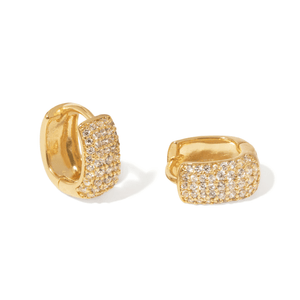 Gold Shimmer Pavé Huggies - ARETES - Malandra Jewelry - ZWA188-QX09467ZN