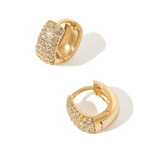 Gold Shimmer Pavé Huggies - ARETES - Malandra Jewelry - ZWA188-QX09467ZN