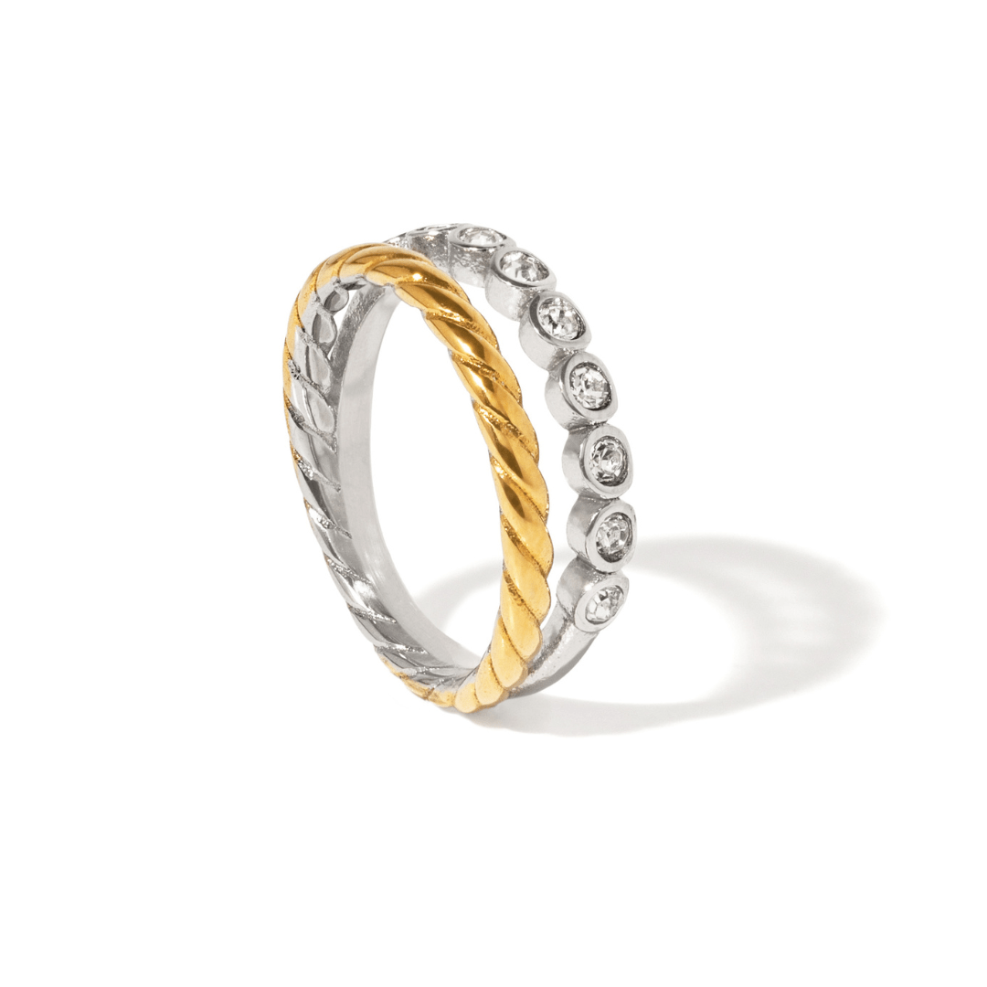 Gold Silver Twist Ring - ANILLOS - Malandra Jewelry - EUWR687.7-JDR0107035-PS-7