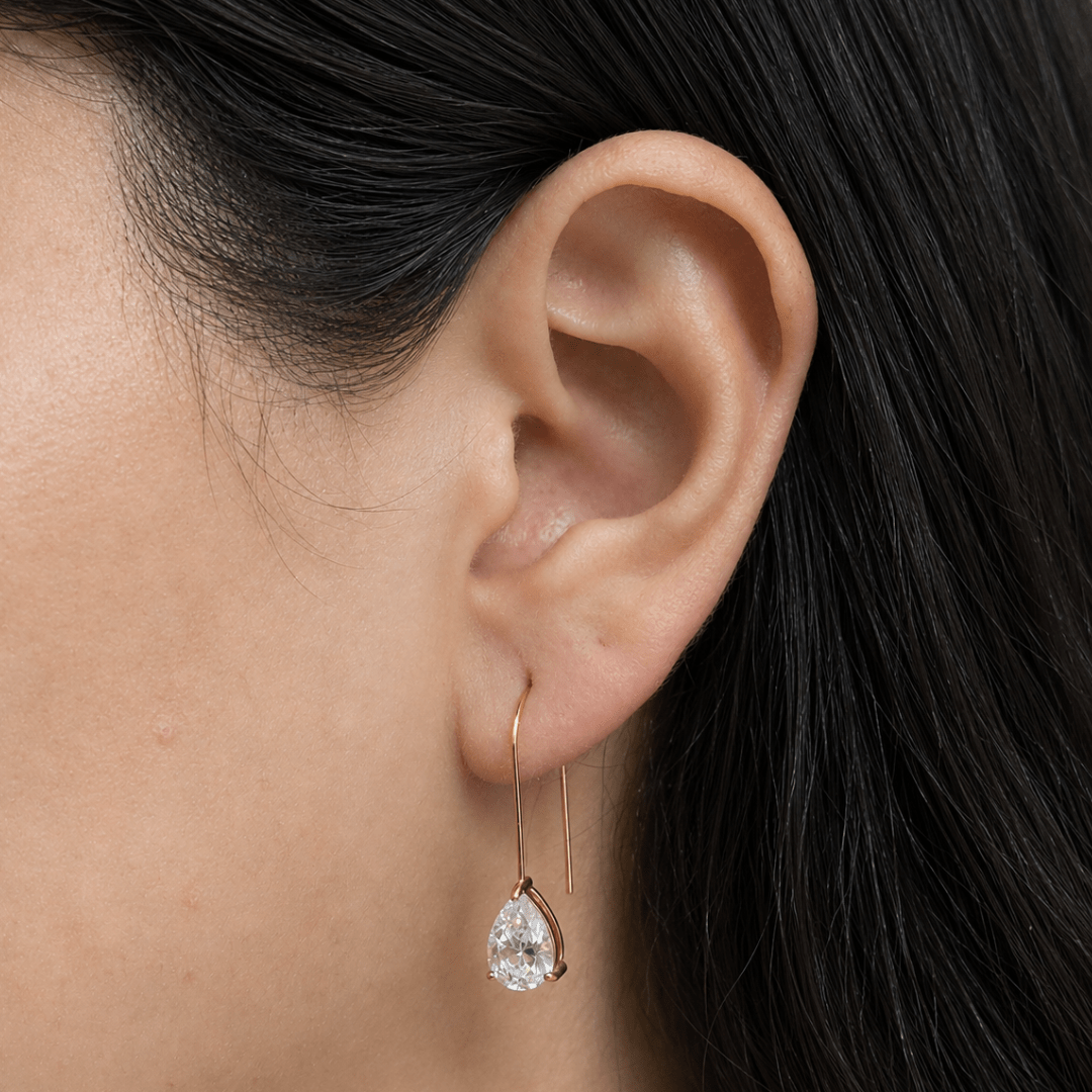 Gold Slim Drop Earrings - ARETES - Malandra Jewelry - EUWA590-JDE0304322-2