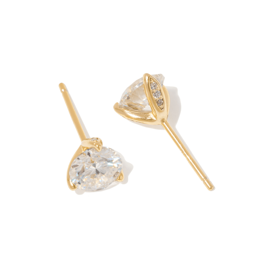 GOLD SMALL LUCENT STUDS - ARETES - Malandra Jewelry - LRA1-SMOE09-14K-6.5