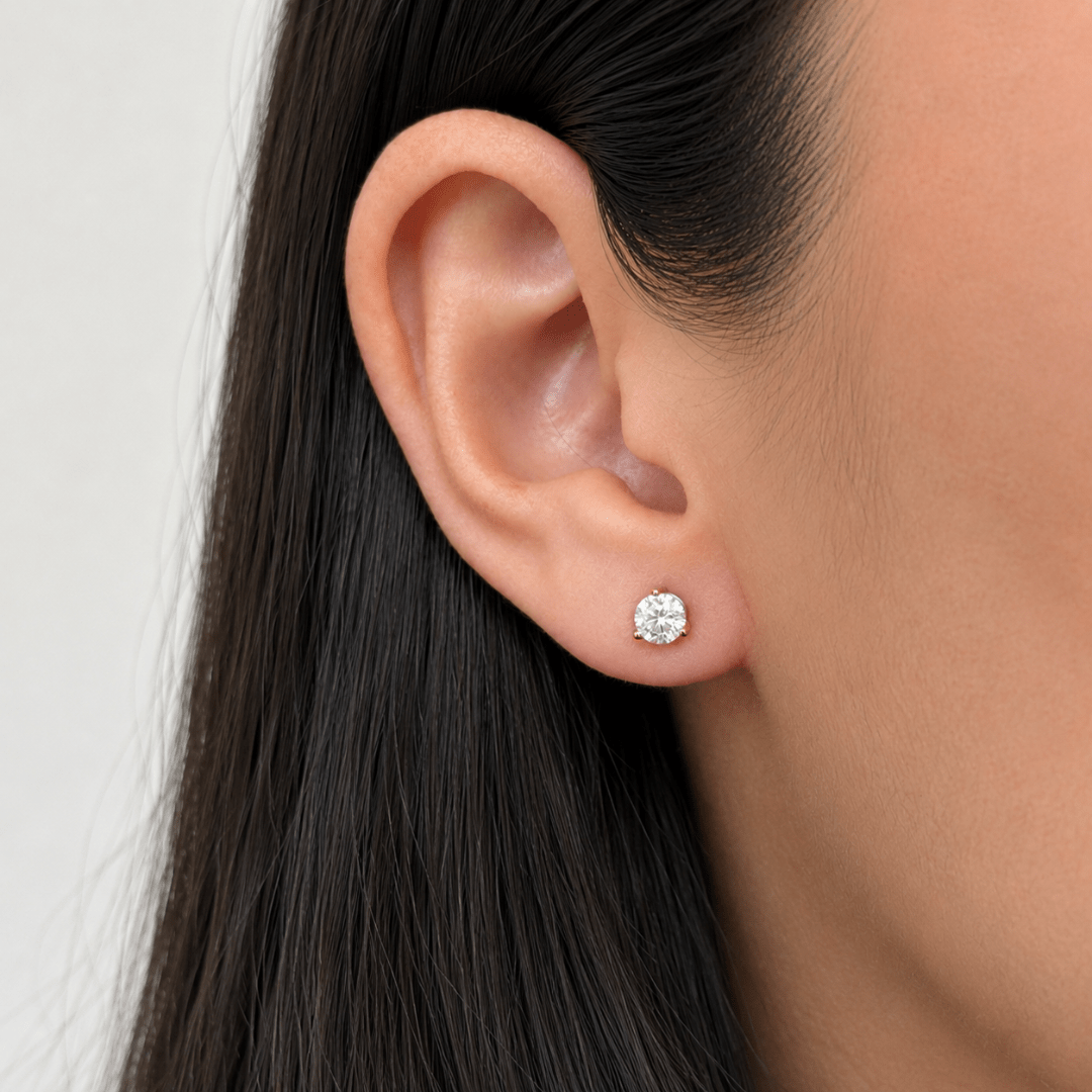 GOLD SMALL LUCENT STUDS - ARETES - Malandra Jewelry - LRA1-SMOE09-14K-6.5