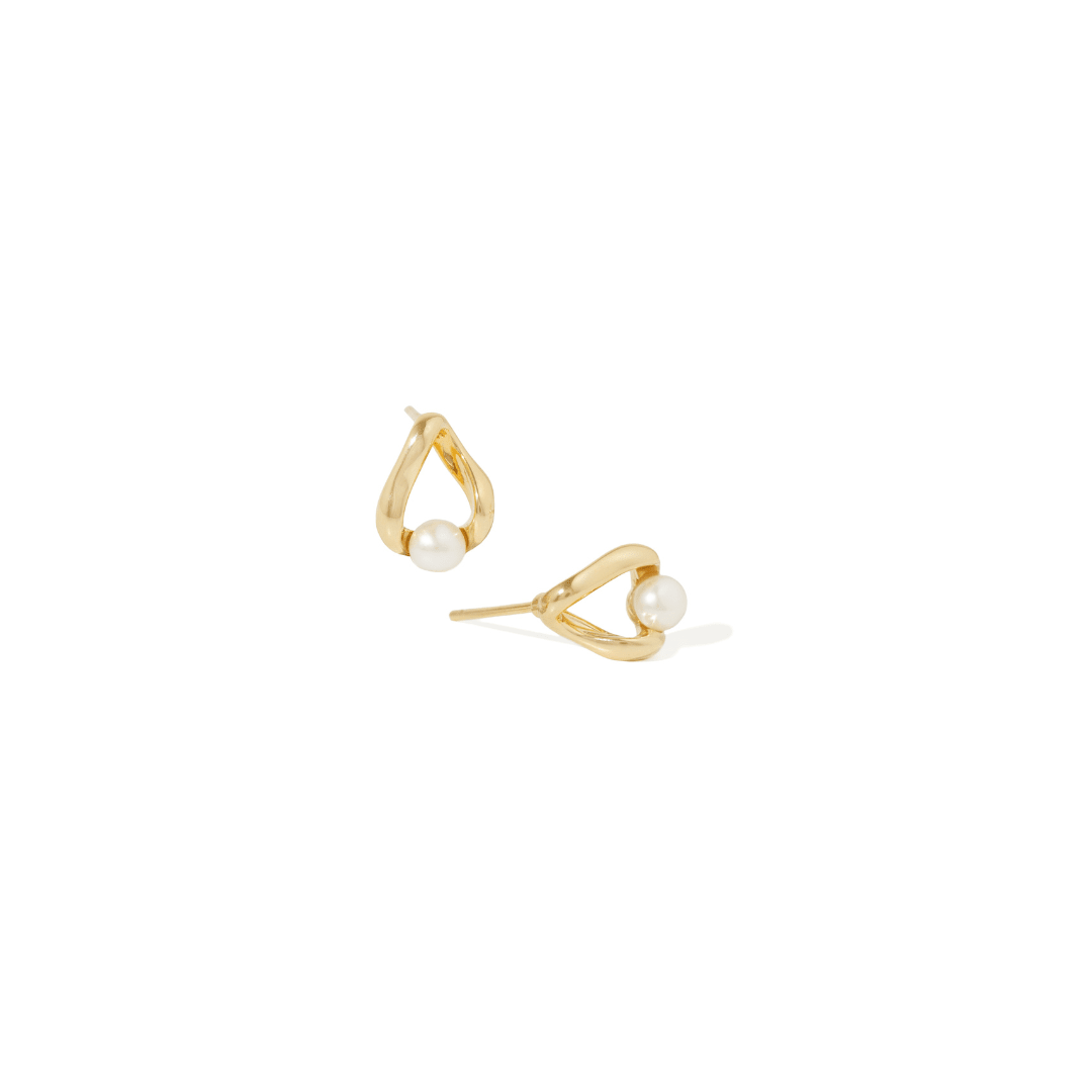 GOLD SOFT PEARL EARRINGS - ARETES - Malandra Jewelry - ZWA105-QX02732Y