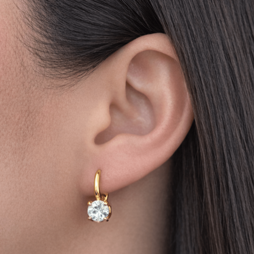 GOLD SOLITAIRE GLEAM HOOPS - ARETES - Malandra Jewelry - AA1572-Q06932