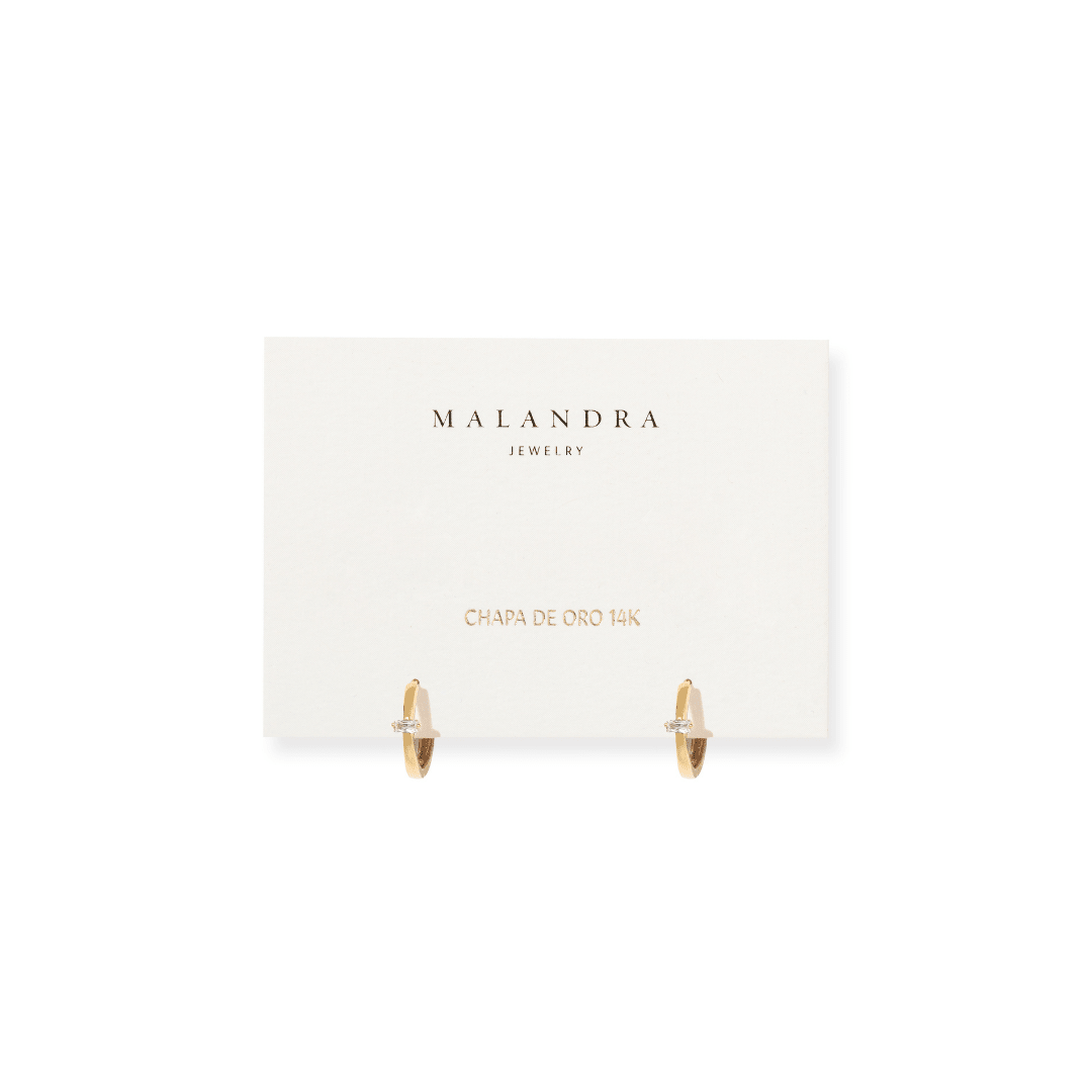 Gold Solstice Huggies - ARETES - Malandra Jewelry - ZWA141-QX07847F