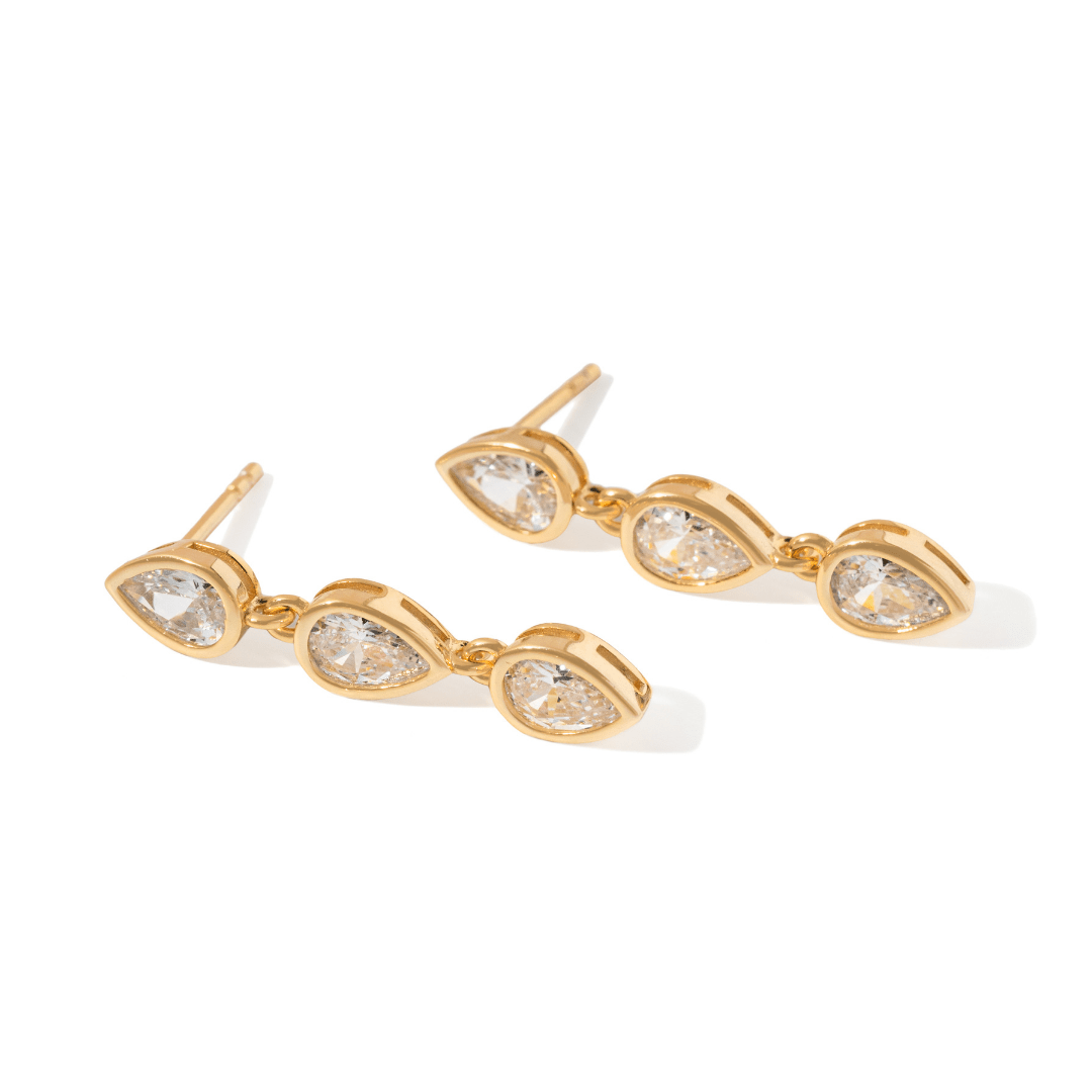 Gold Spark Cascade Earrings - ARETES - Malandra Jewelry - LSA11-HC58333