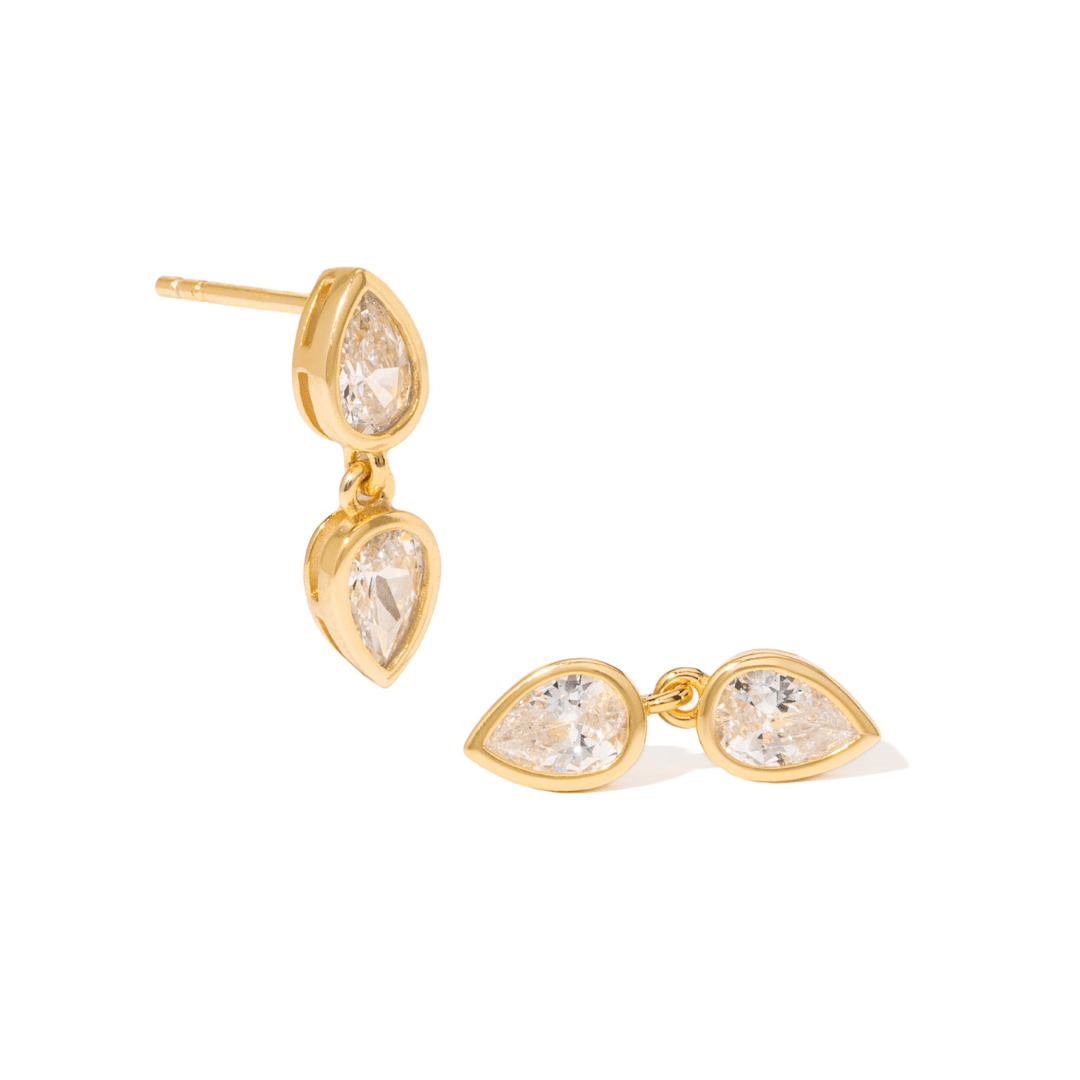 Gold Spark Drop Earrings - ARETES - Malandra Jewelry - LSA12-HC58221