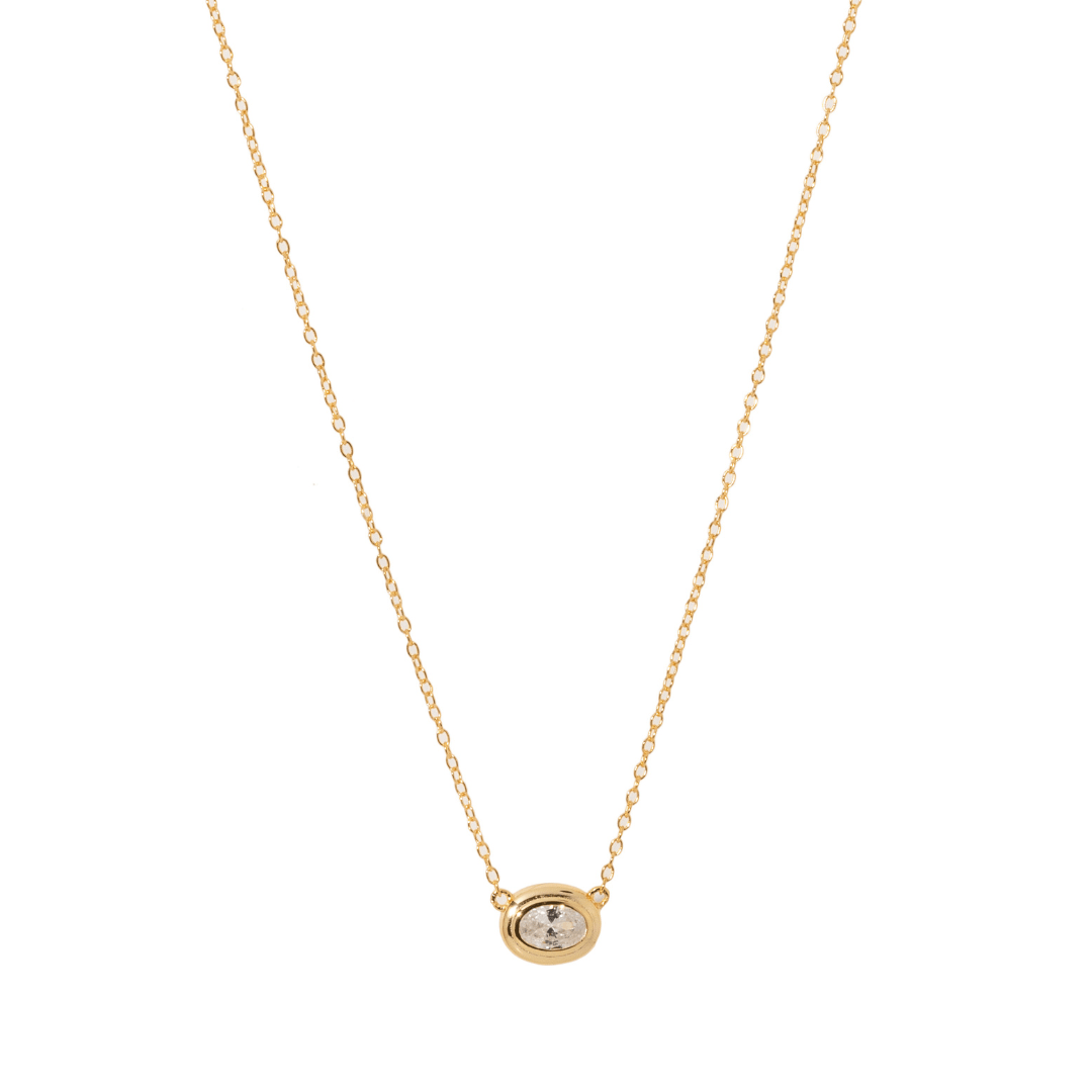 Gold Spark Oval Necklace - COLLARES - Malandra Jewelry - LGC10-N-E11695