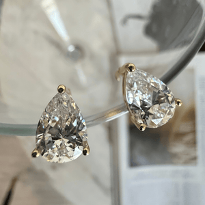 Gold Spark Pear Huggies - ARETES - Malandra Jewelry - LSA10-HC57298