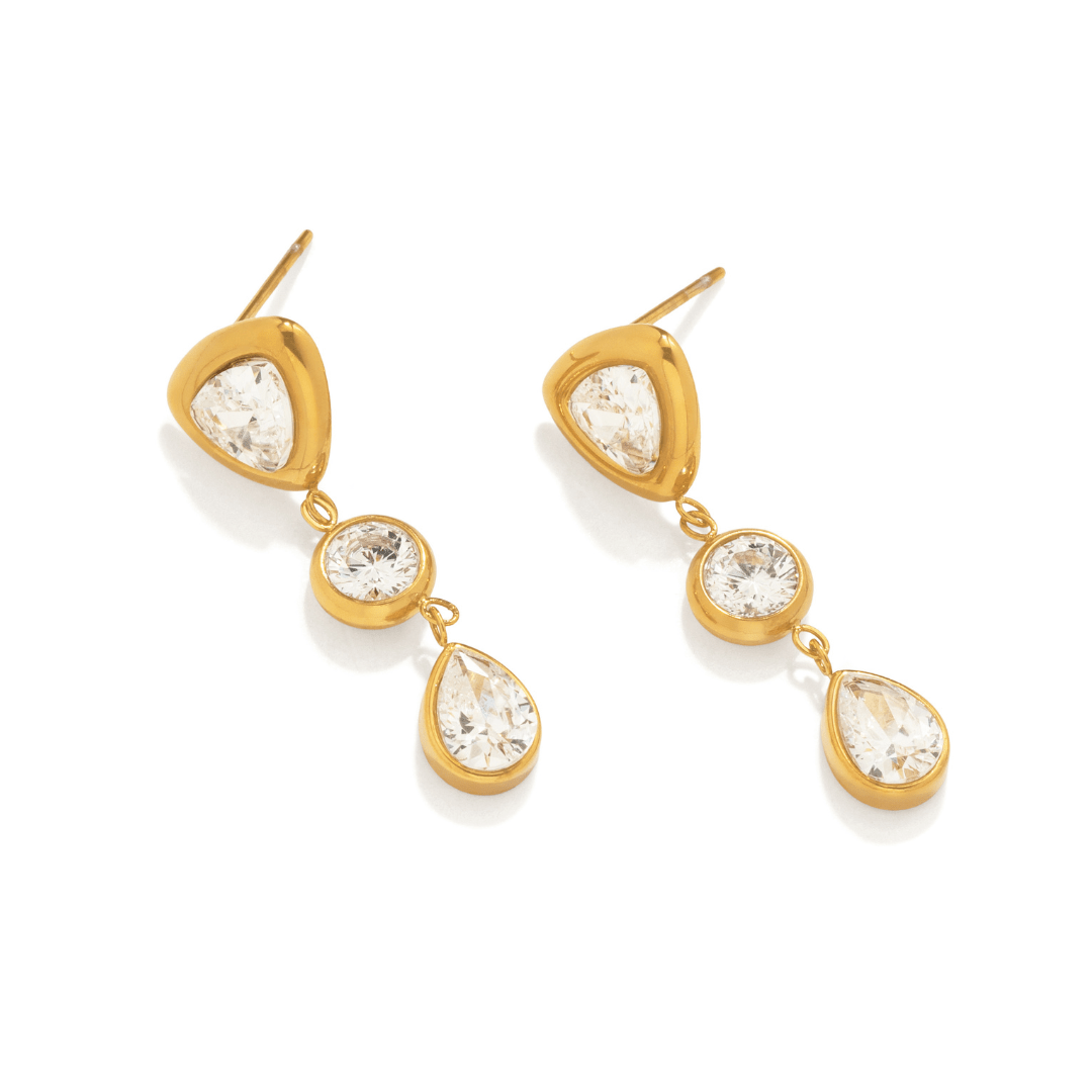 Gold Sparkle Cascade Earrings - ARETES - Malandra Jewelry - EUWA688-JDE0307086