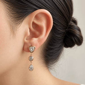 Gold Sparkle Cascade Earrings - ARETES - Malandra Jewelry - EUWA688-JDE0307086