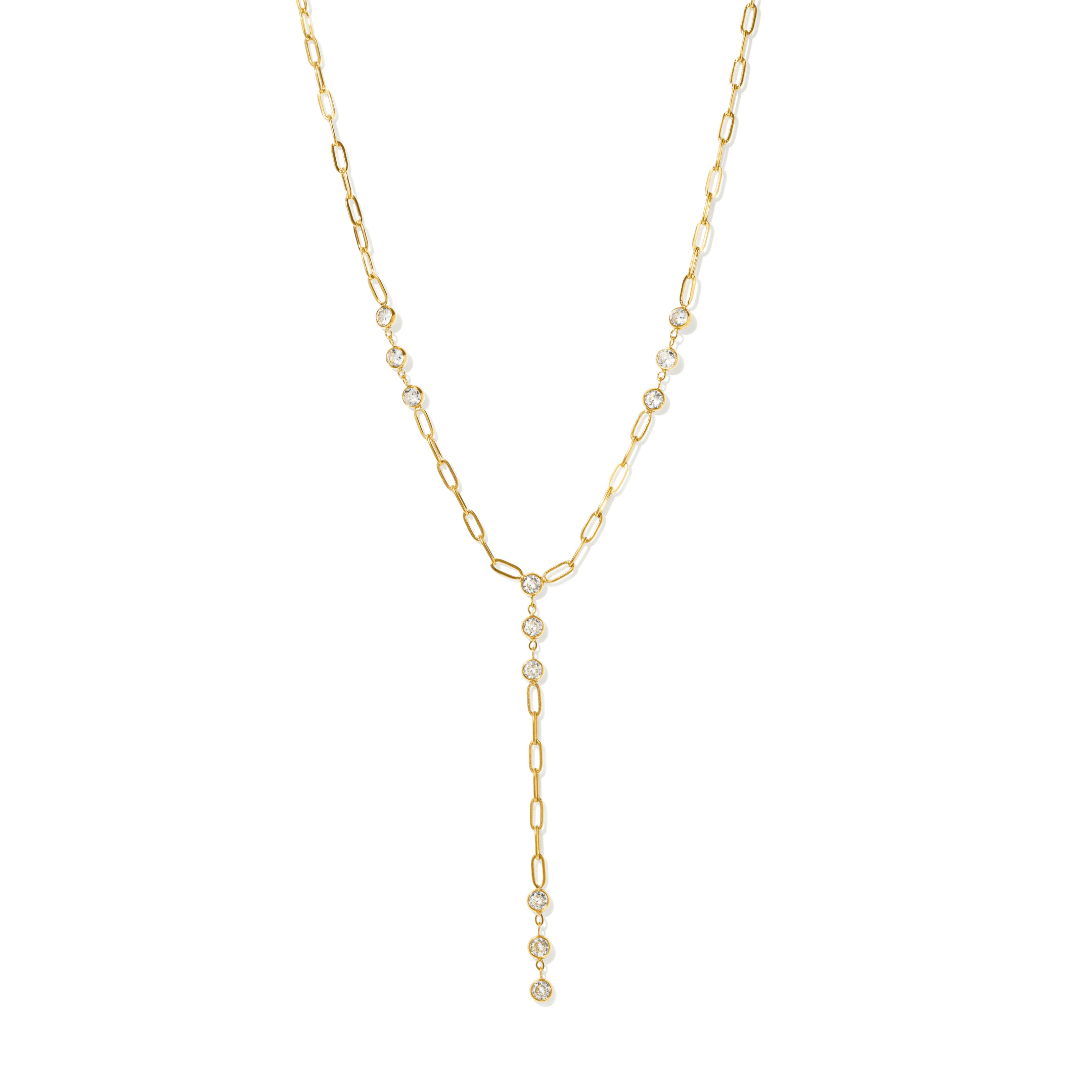 Gold Sparkle Lariat Necklace - COLLARES - Malandra Jewelry - EUWC674-JDN0207055