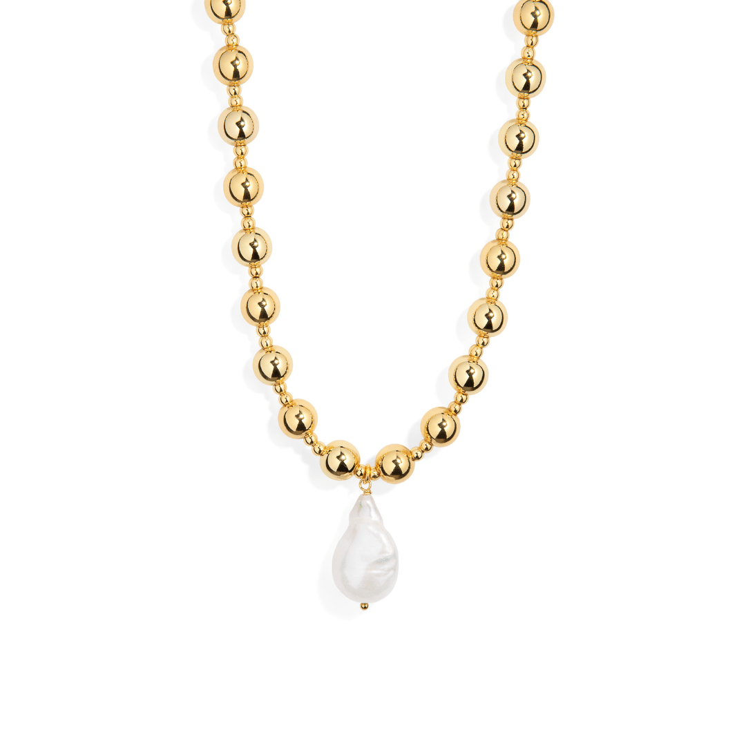 GOLD SPHERE PEARL NECKLACE - COLLARES - Malandra Jewelry - TC1840