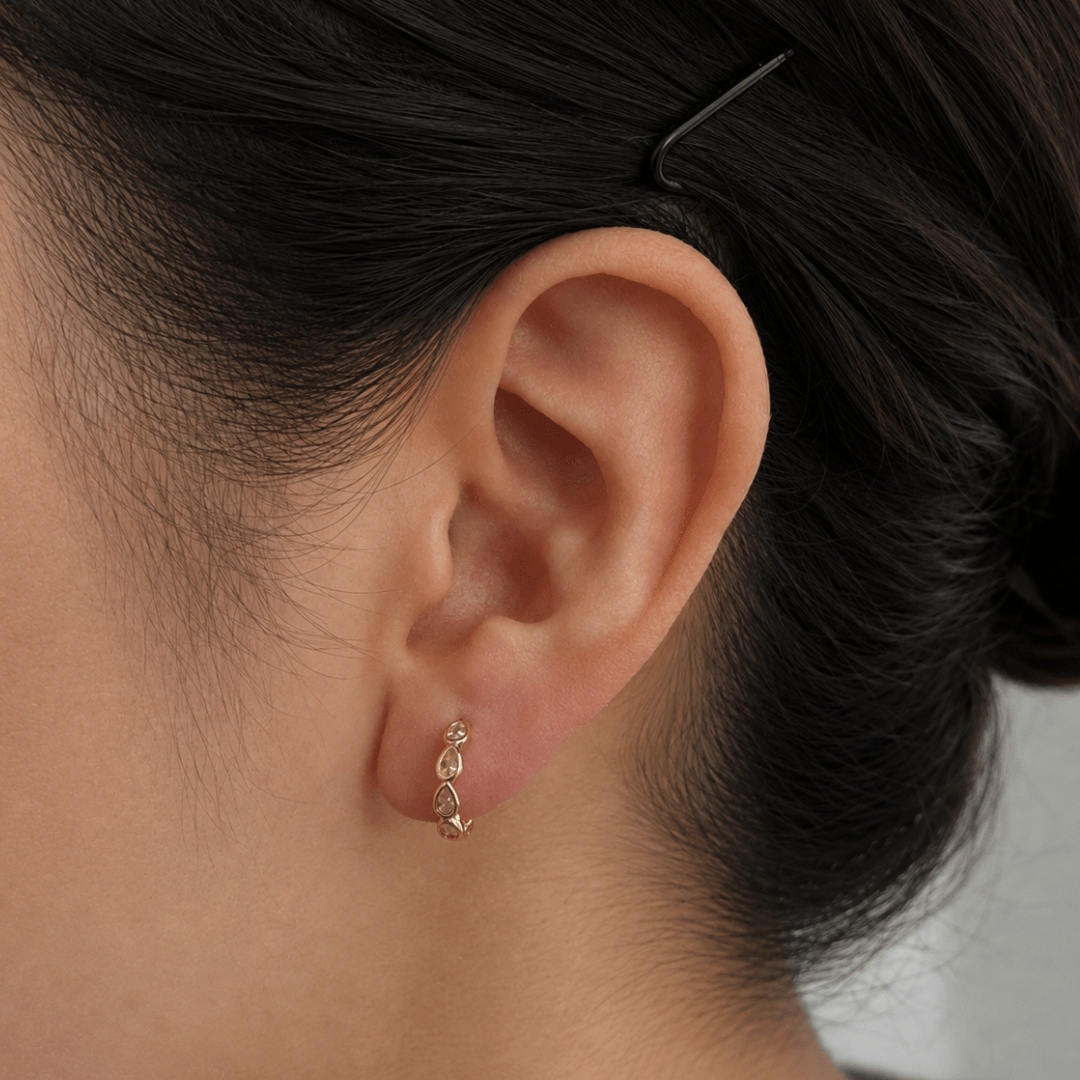 Gold Starlit Huggies - ARETES - Malandra Jewelry - ZYA26
